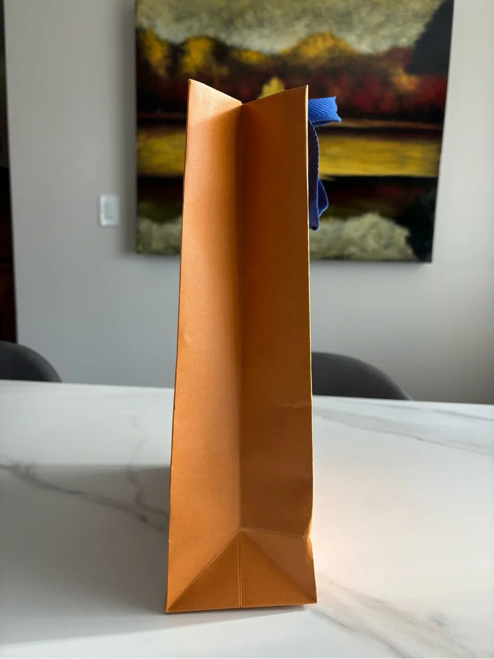 Louis Vuitton Orange Paper Shopping Bag with Blue Rope Handles 10x14 inch